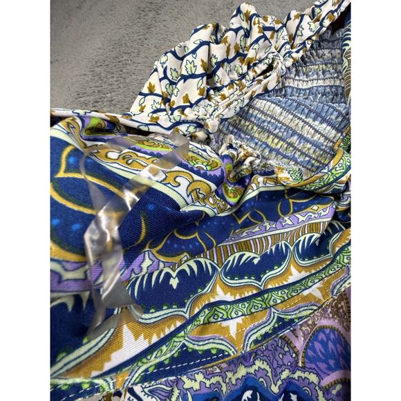 Y2K Shes Cool Women Spaghetti Strap Striped Dress 1X Boho Hippie Padded Bra - Picture 4 of 8